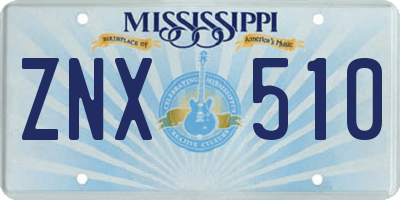 MS license plate ZNX510
