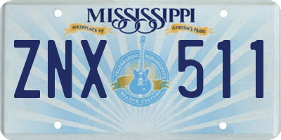 MS license plate ZNX511