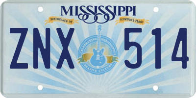 MS license plate ZNX514