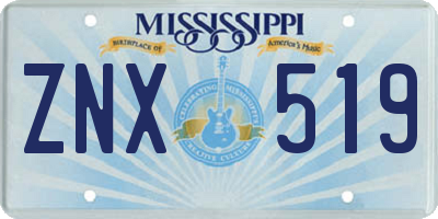 MS license plate ZNX519