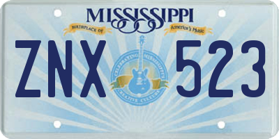 MS license plate ZNX523