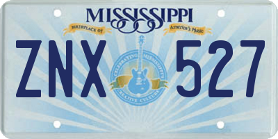 MS license plate ZNX527
