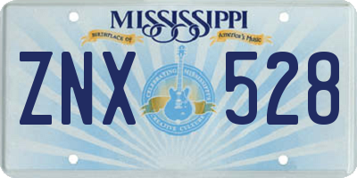 MS license plate ZNX528