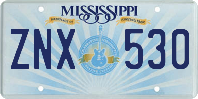 MS license plate ZNX530