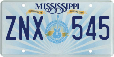 MS license plate ZNX545