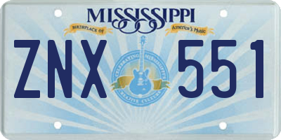 MS license plate ZNX551