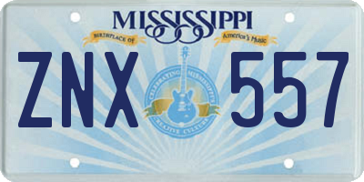 MS license plate ZNX557