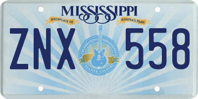 MS license plate ZNX558
