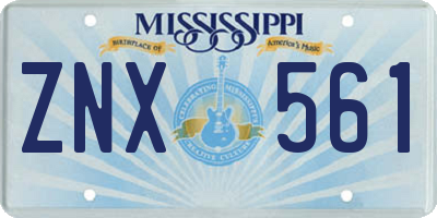 MS license plate ZNX561