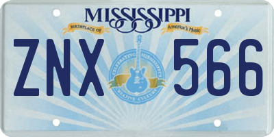 MS license plate ZNX566