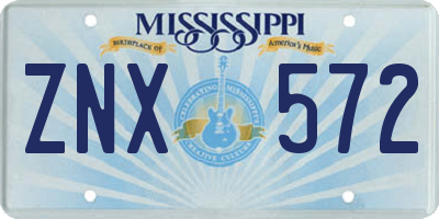 MS license plate ZNX572