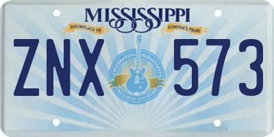 MS license plate ZNX573