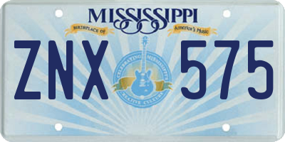 MS license plate ZNX575