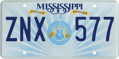 MS license plate ZNX577