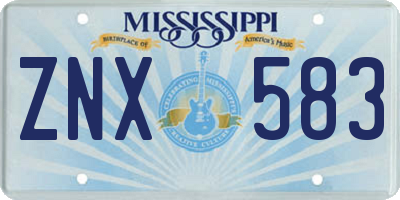 MS license plate ZNX583