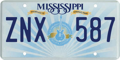 MS license plate ZNX587