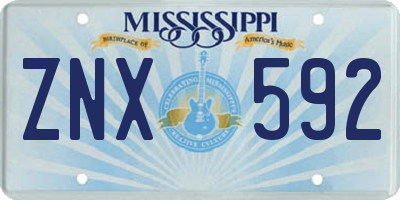 MS license plate ZNX592