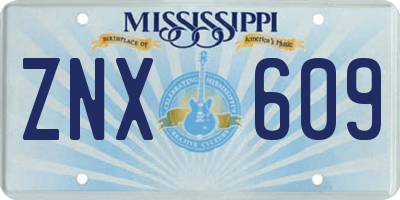 MS license plate ZNX609