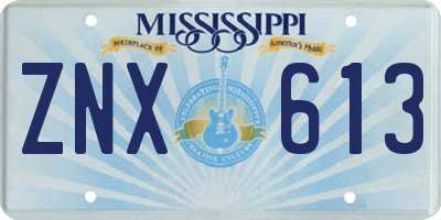 MS license plate ZNX613