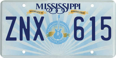 MS license plate ZNX615