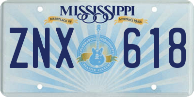 MS license plate ZNX618