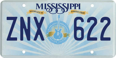 MS license plate ZNX622