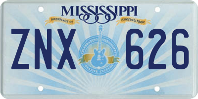 MS license plate ZNX626