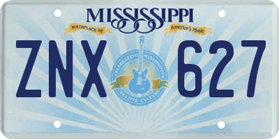MS license plate ZNX627