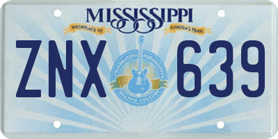 MS license plate ZNX639