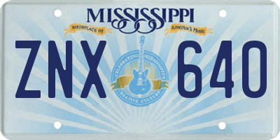 MS license plate ZNX640