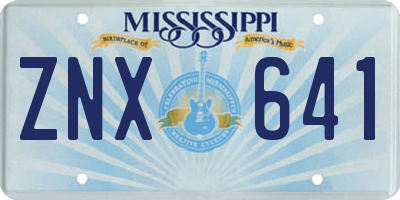 MS license plate ZNX641