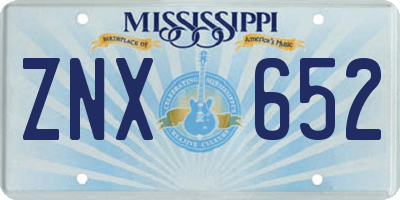 MS license plate ZNX652