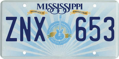 MS license plate ZNX653