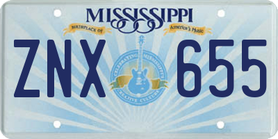 MS license plate ZNX655