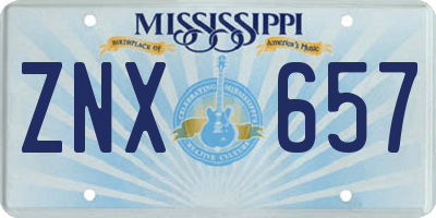 MS license plate ZNX657
