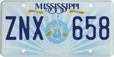 MS license plate ZNX658