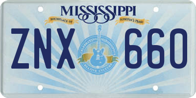 MS license plate ZNX660