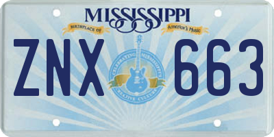 MS license plate ZNX663