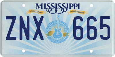 MS license plate ZNX665