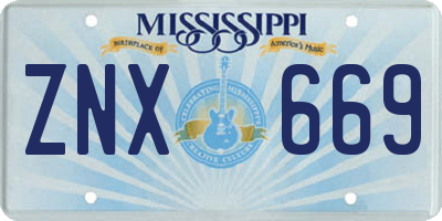 MS license plate ZNX669