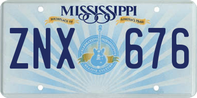 MS license plate ZNX676