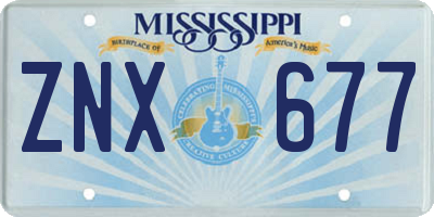 MS license plate ZNX677