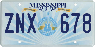 MS license plate ZNX678