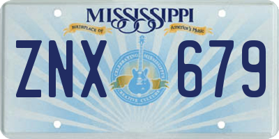 MS license plate ZNX679