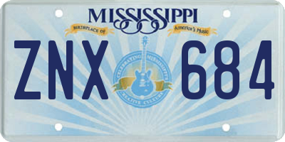 MS license plate ZNX684