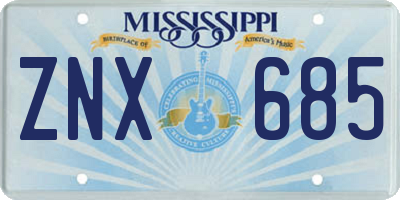 MS license plate ZNX685