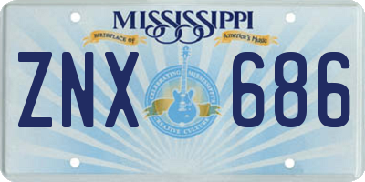 MS license plate ZNX686