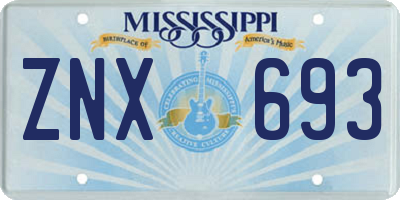 MS license plate ZNX693