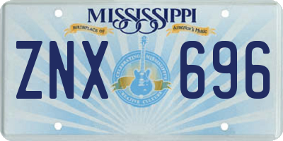 MS license plate ZNX696