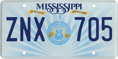 MS license plate ZNX705